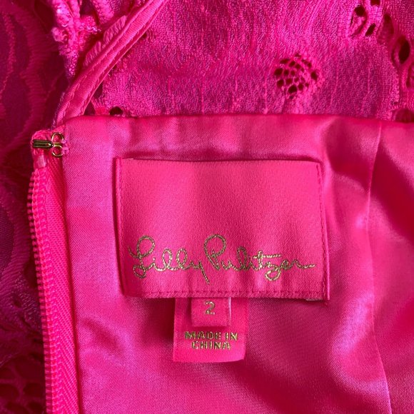 Lilly Pulitzer Hot Pink Allyson Lace Dress - Picture 8 of 9